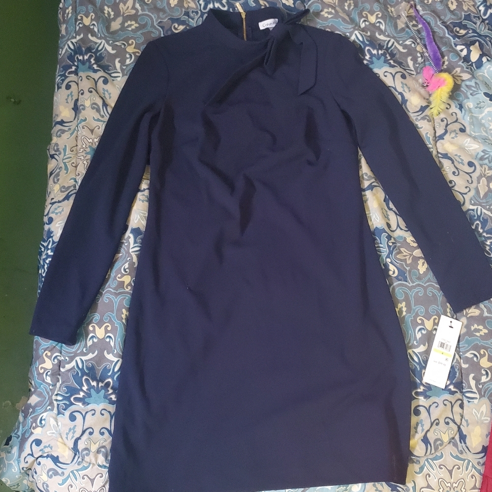 Elegant Navy Long Sleeve Dress